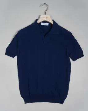 Gran Sasso Ribbed Capri Collar Shirt / Blue