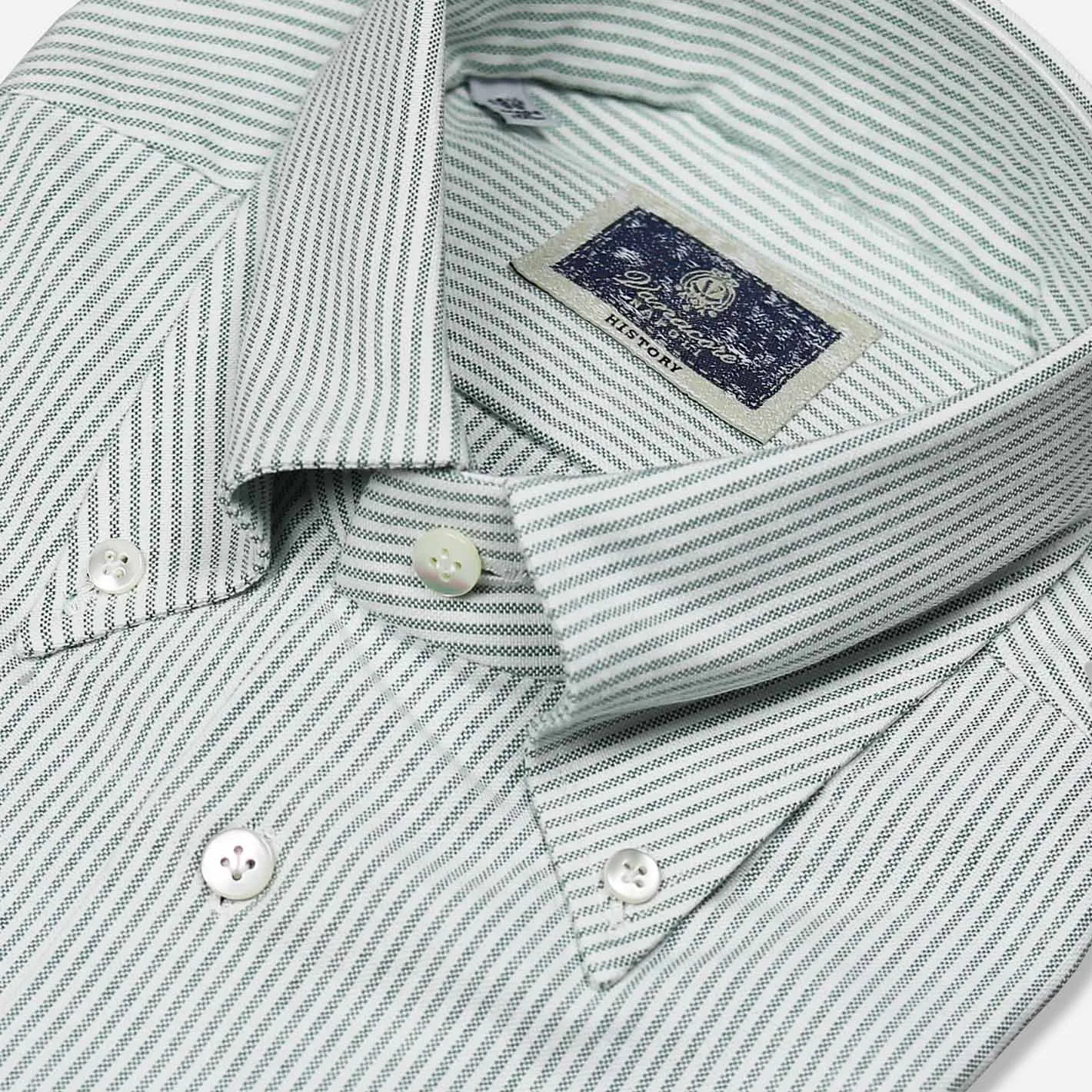 Green White Striped Oxford Button Down Shirt