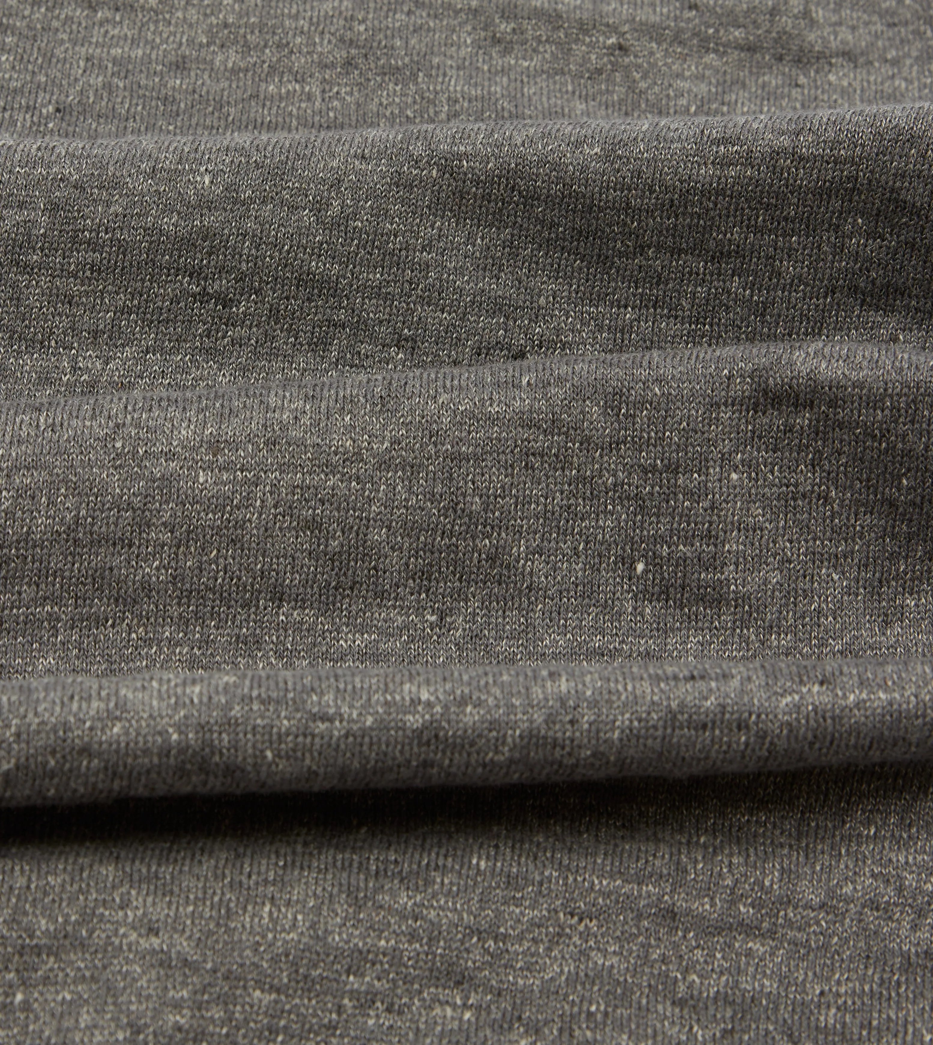 Grey Linen-Cotton Knitted Polo Shirt