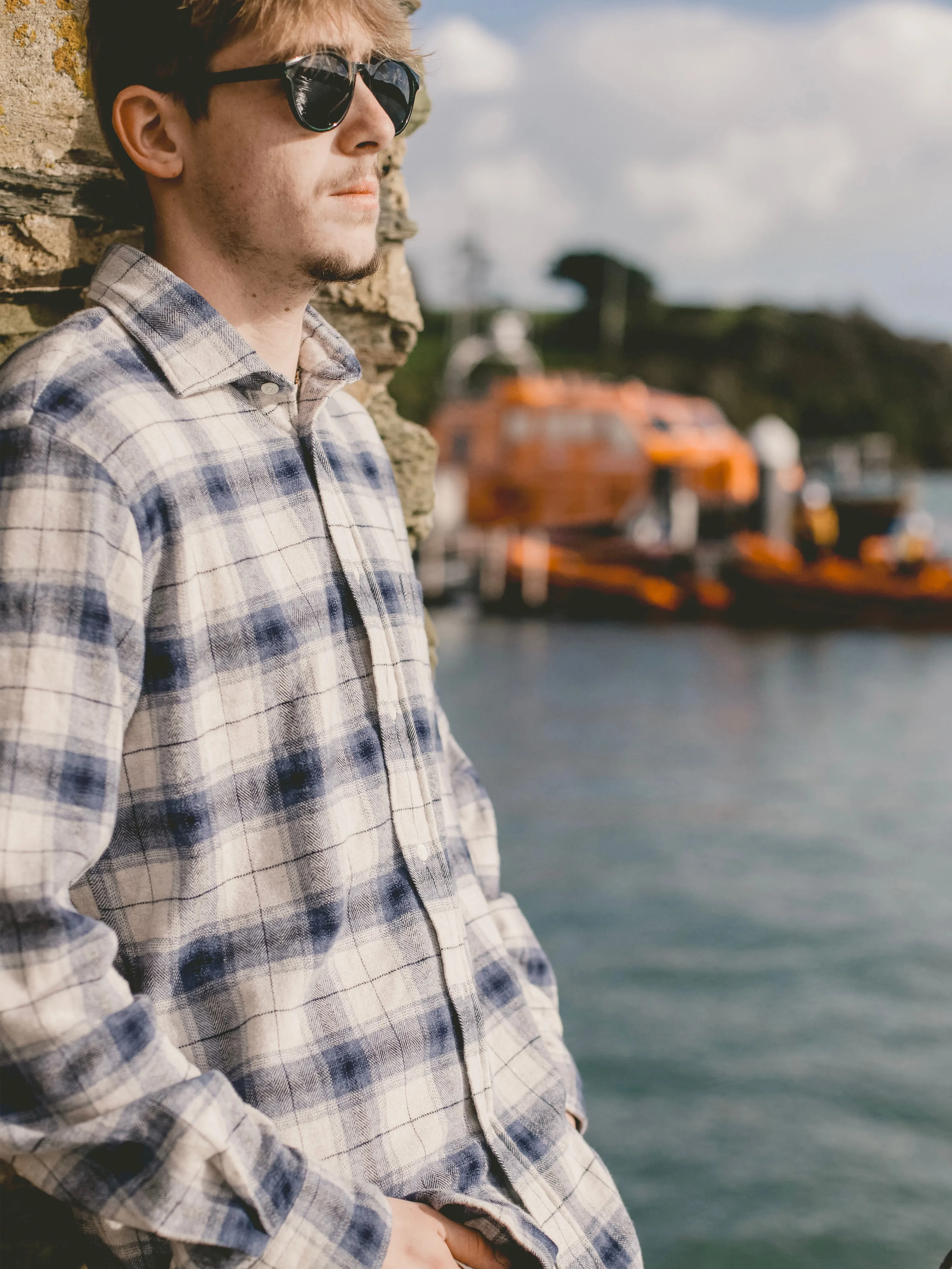 Hartford Harris Navy & Natural Check Shirt