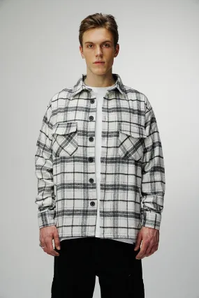 Heavy Flannel Oversized Shirt Cream Black