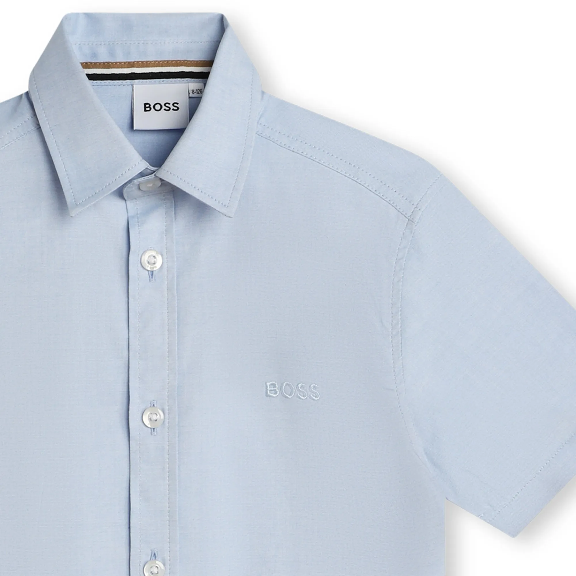 Hugo Boss Boys Short Sleeve Pale Blue Oxford Dress Shirt _ J50696-77D