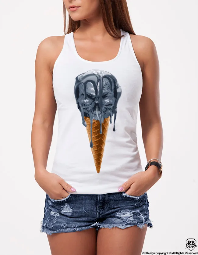 Ice Cream Skull Womens T-shirt Unique RB Design Graphic Tee WD222B