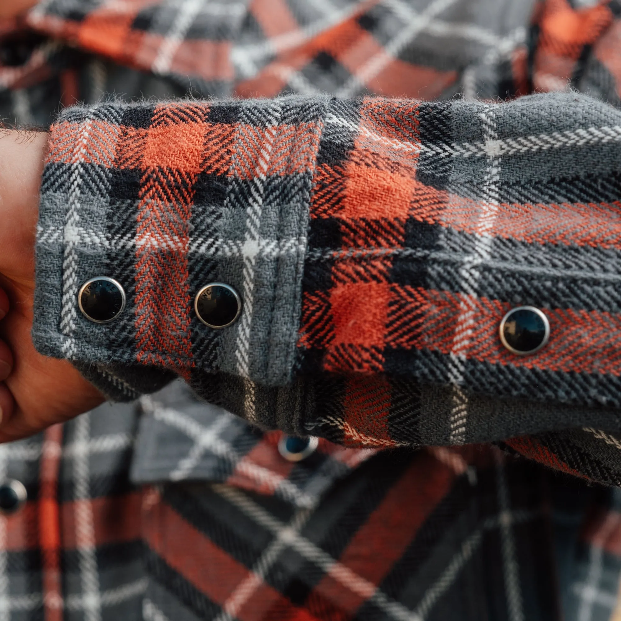 Iron Heart IHSH-369-GRY 12oz Slubby Heavy Flannel Herringbone Check Western Shirt Grey FINAL SALE