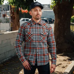 Iron Heart IHSH-369-GRY 12oz Slubby Heavy Flannel Herringbone Check Western Shirt Grey FINAL SALE