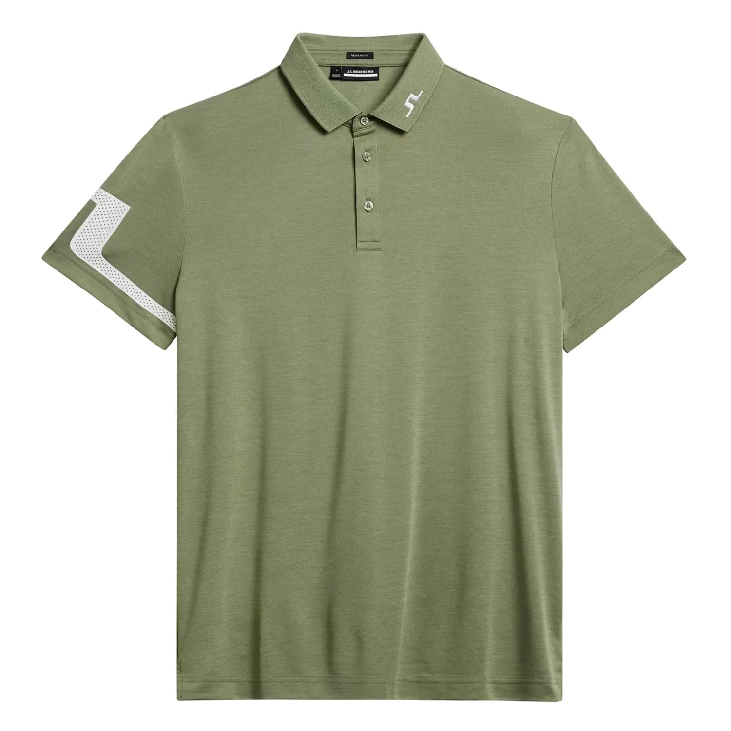 J.Lindeberg Heath Golf Polo Shirt - Oil Green Melange