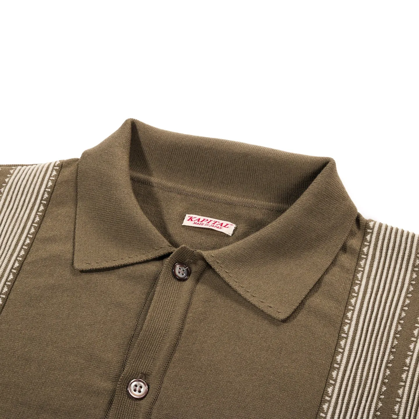 KAPITAL 14G KNIT TENNESSEE ALOHA POLO BEIGE KHAKI