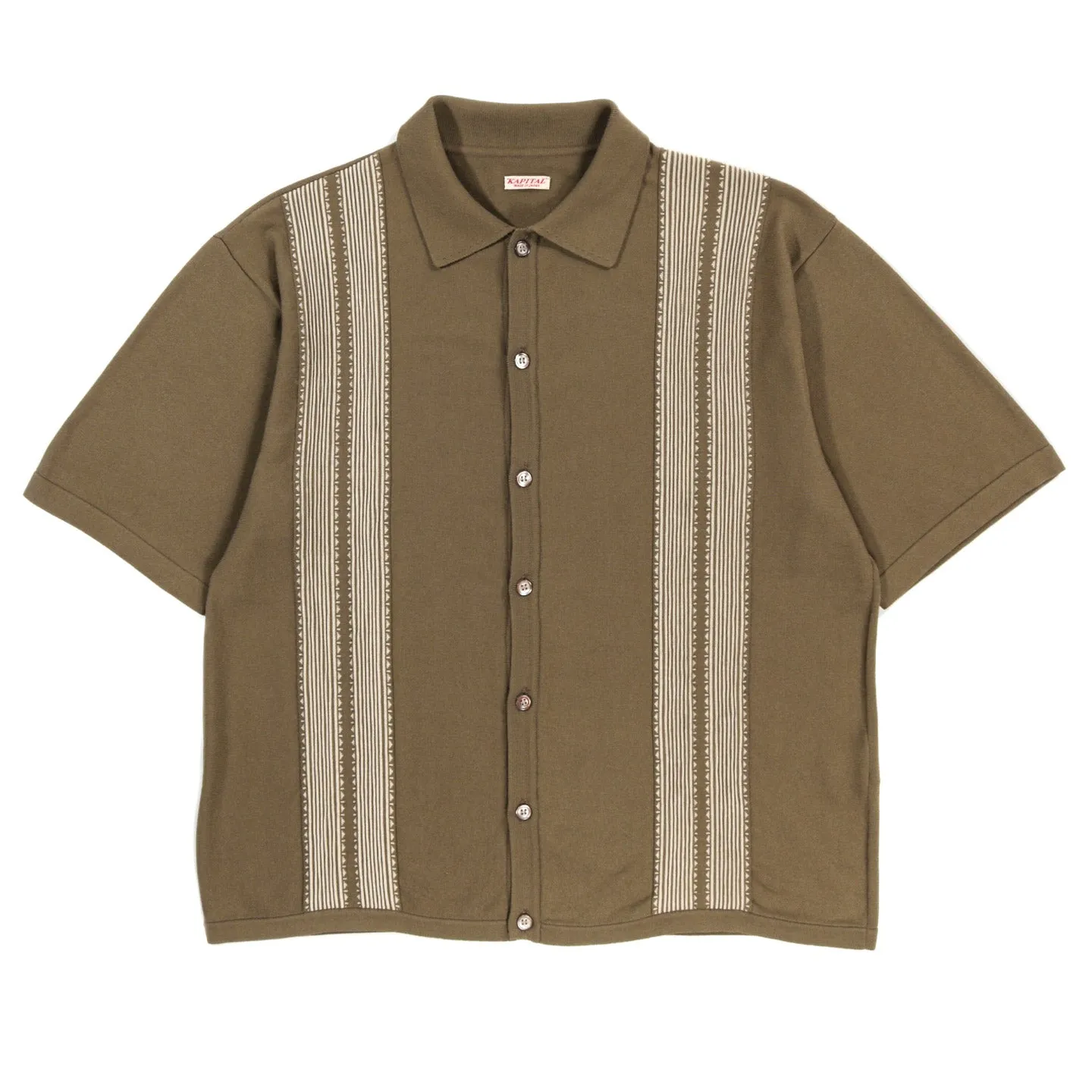 KAPITAL 14G KNIT TENNESSEE ALOHA POLO BEIGE KHAKI