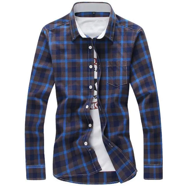 Long sleeve checkered men's shirt