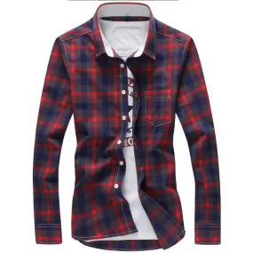 Long sleeve checkered men's shirt