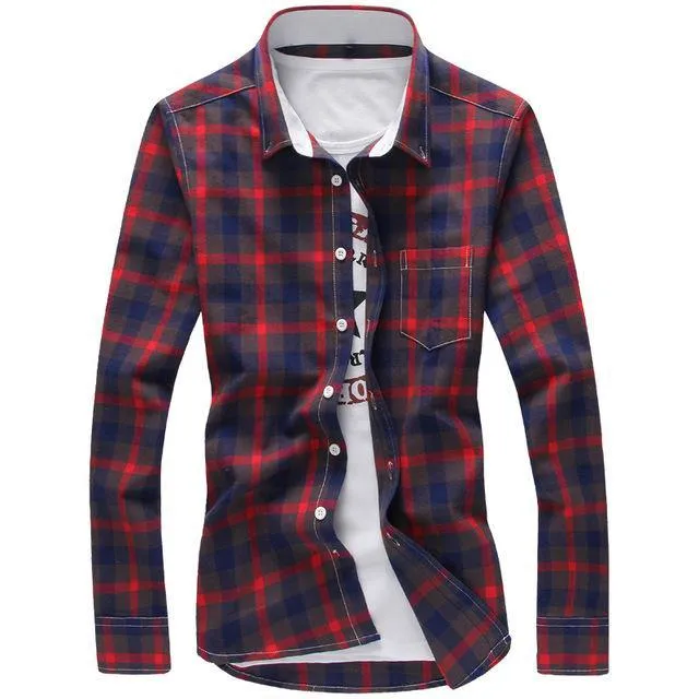 Long sleeve checkered men's shirt