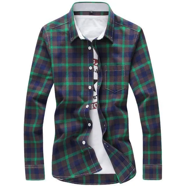 Long sleeve checkered men's shirt