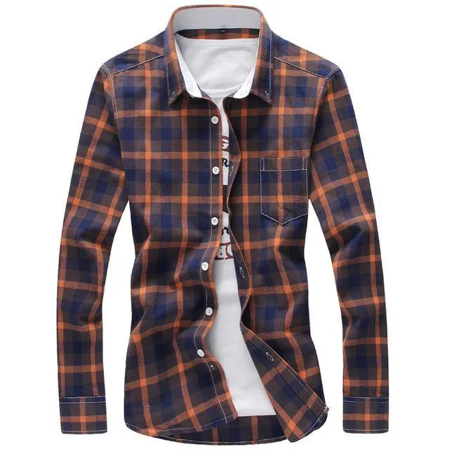 Long sleeve checkered men's shirt