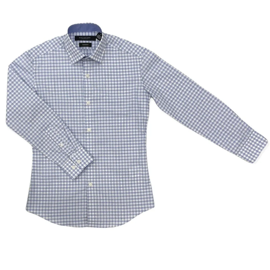 Marc New York Boys Skinny Blue Check Dress Shirt_ S0121