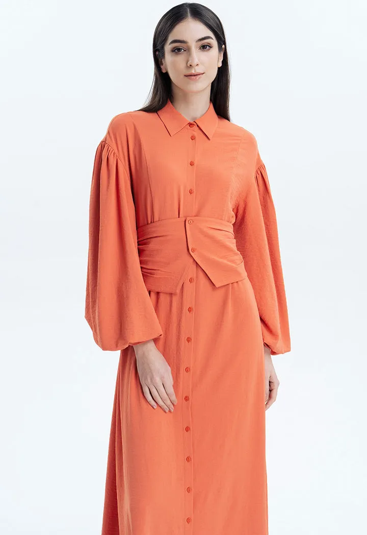 Maxi Shirt Dress With Wide Belt