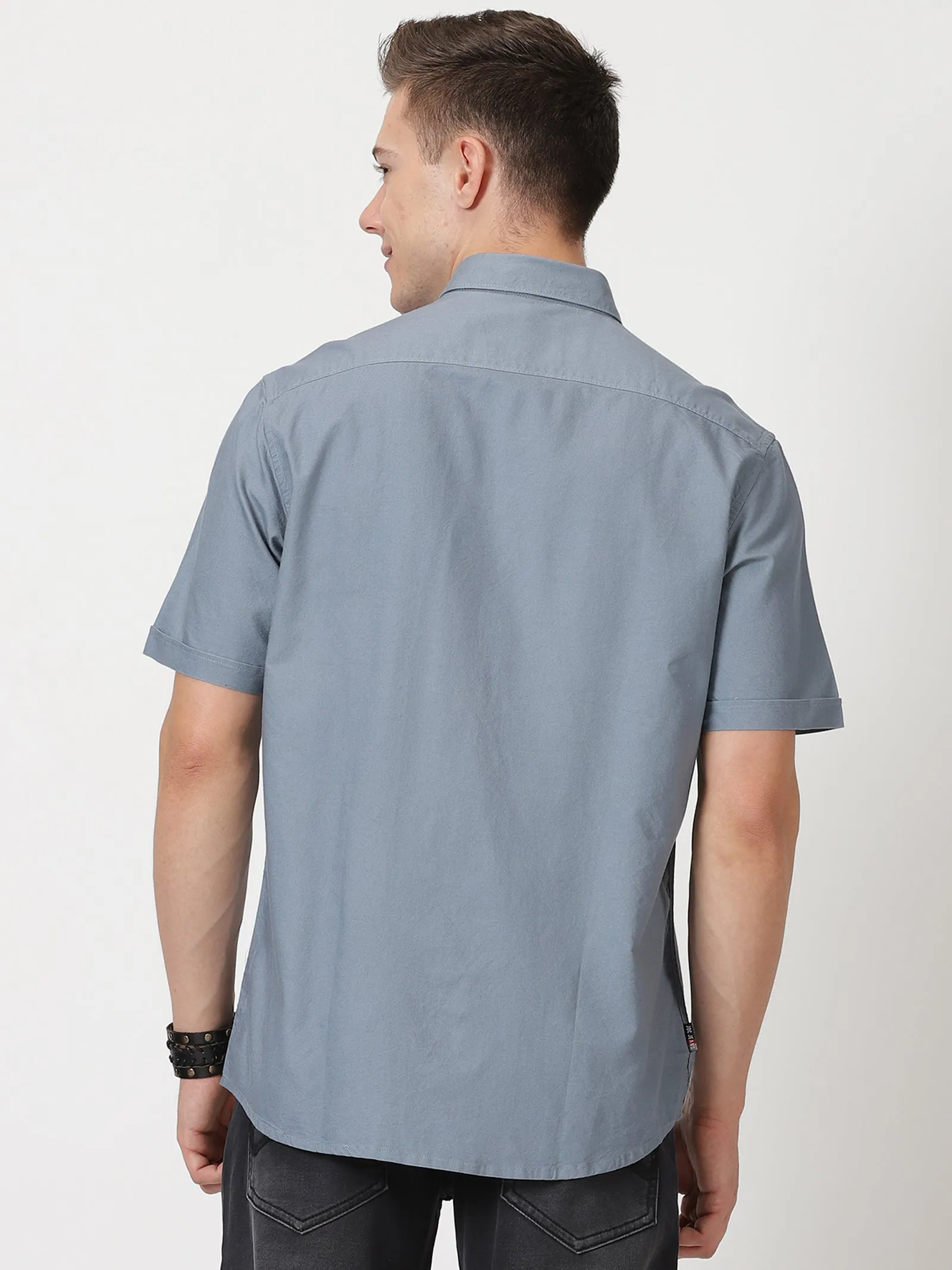 MEN'S BLUE SOLID SLIM FIT SHIRT