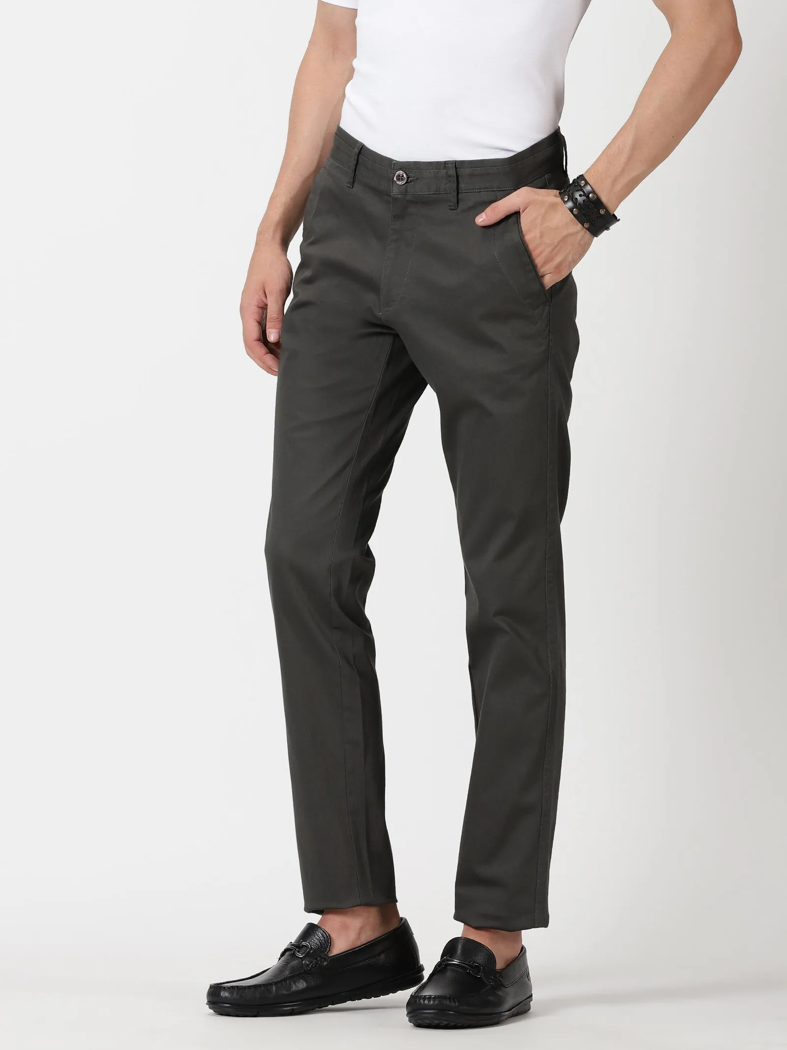 MEN'S DK GREY SOLID JASON FIT TROUSER