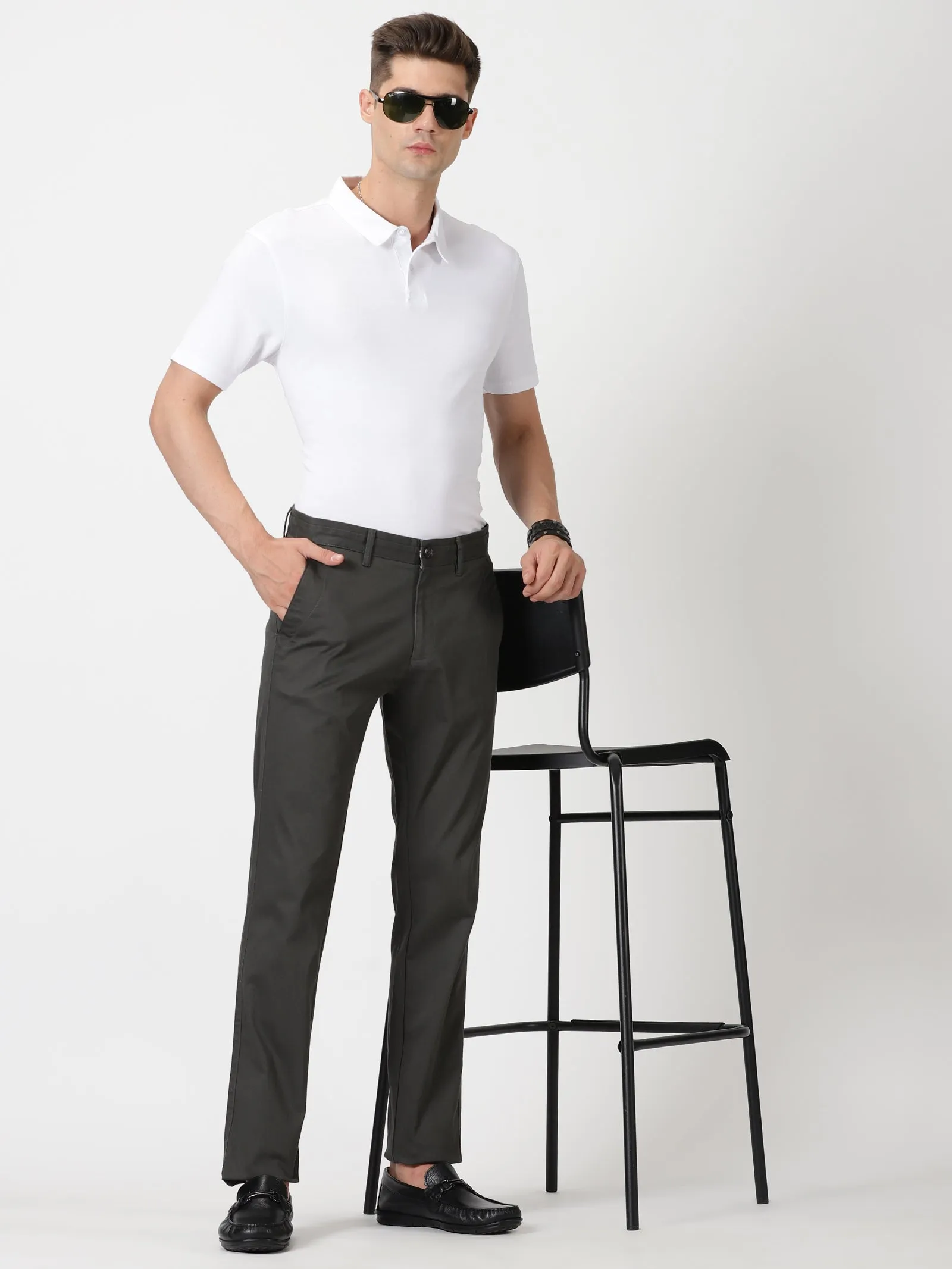 MEN'S DK GREY SOLID JASON FIT TROUSER