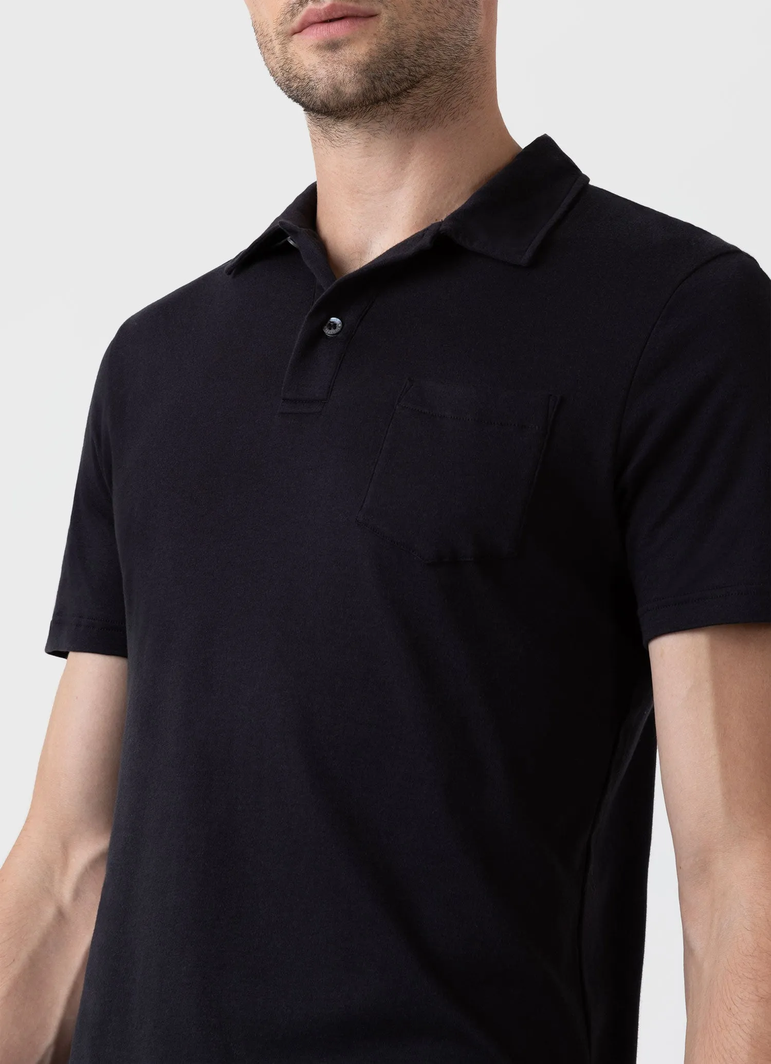 Men's Sea Island Cotton Riviera Polo Shirt in Black