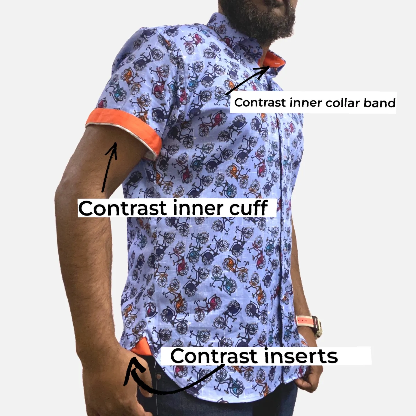 Mens Short Sleev Bicycle Pattern Shirt