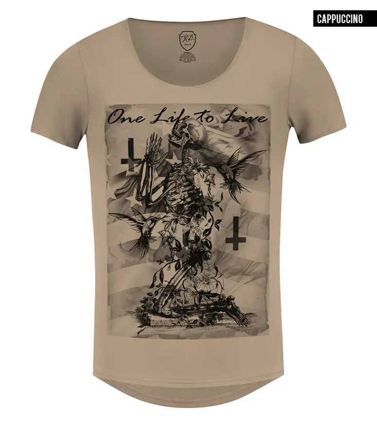 Men's T-shirt Skeleton Prayer "One Life to Live" Creepy  Fashion Graphic Tee / Color Option / MD685