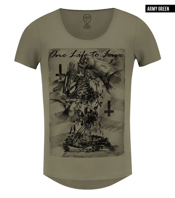 Men's T-shirt Skeleton Prayer "One Life to Live" Creepy  Fashion Graphic Tee / Color Option / MD685