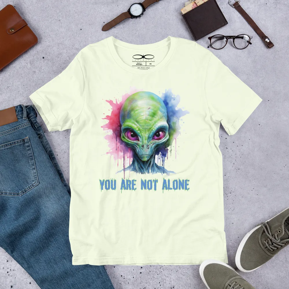 Men's You Are Not Alone Alien Watercolor Effect Graphic T-Shirt