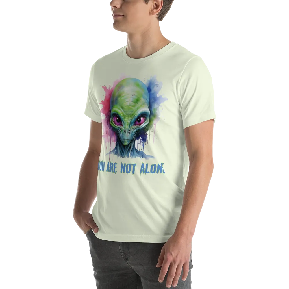 Men's You Are Not Alone Alien Watercolor Effect Graphic T-Shirt