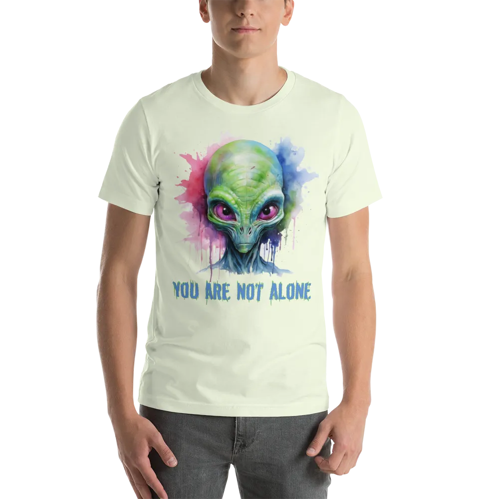 Men's You Are Not Alone Alien Watercolor Effect Graphic T-Shirt