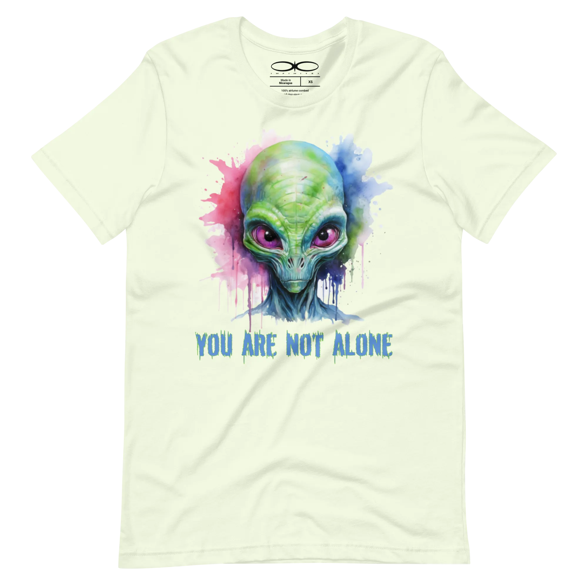 Men's You Are Not Alone Alien Watercolor Effect Graphic T-Shirt