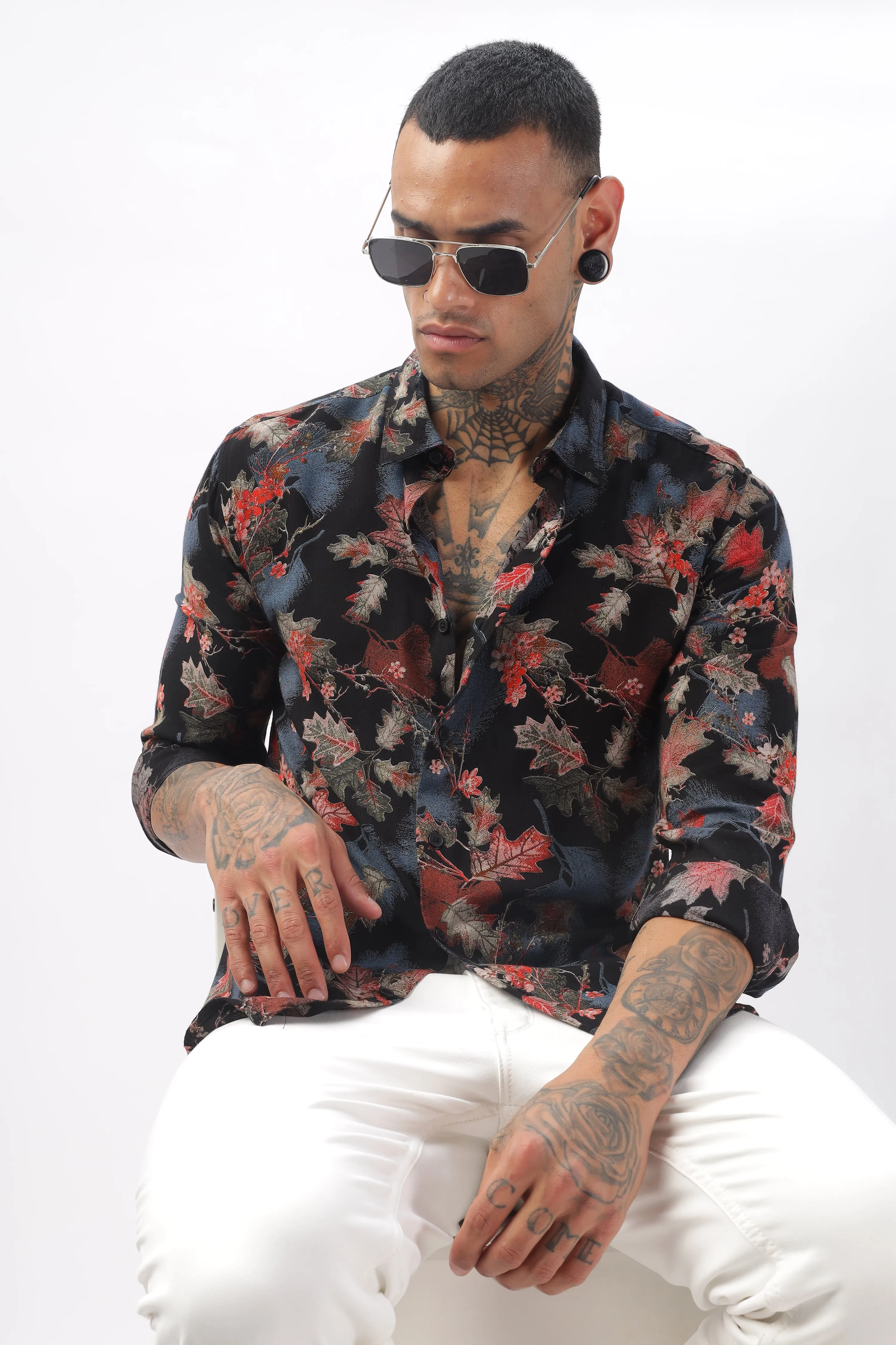 Midnight Floral Viscose Shirt