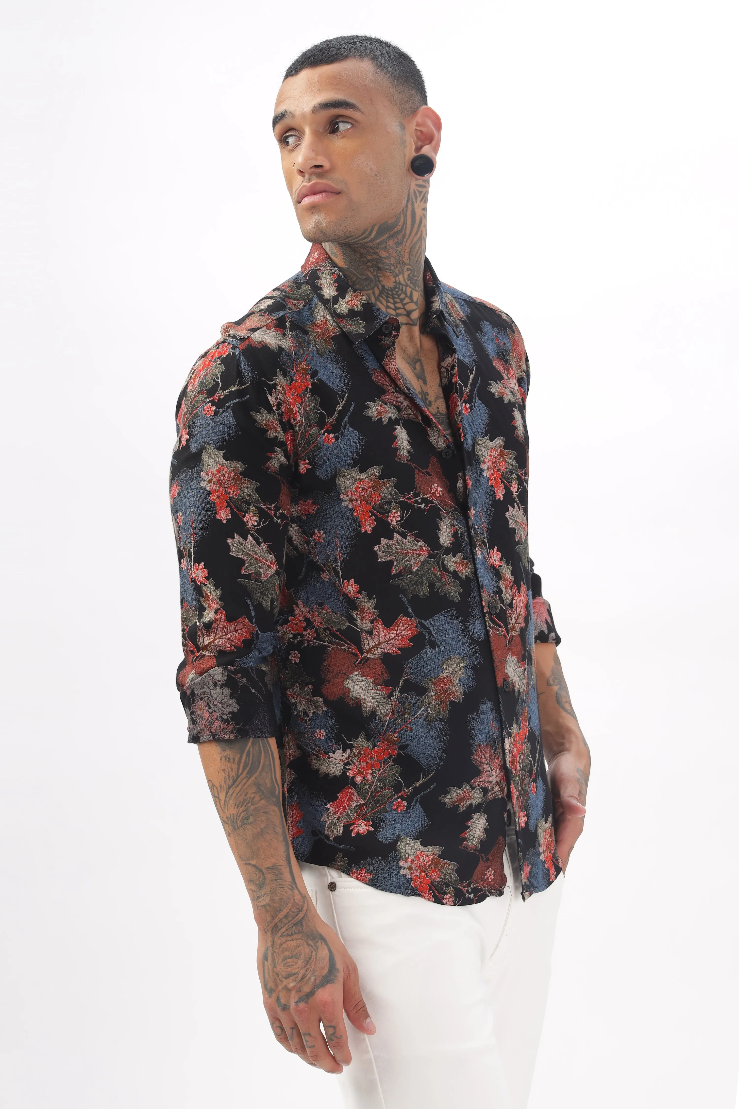 Midnight Floral Viscose Shirt