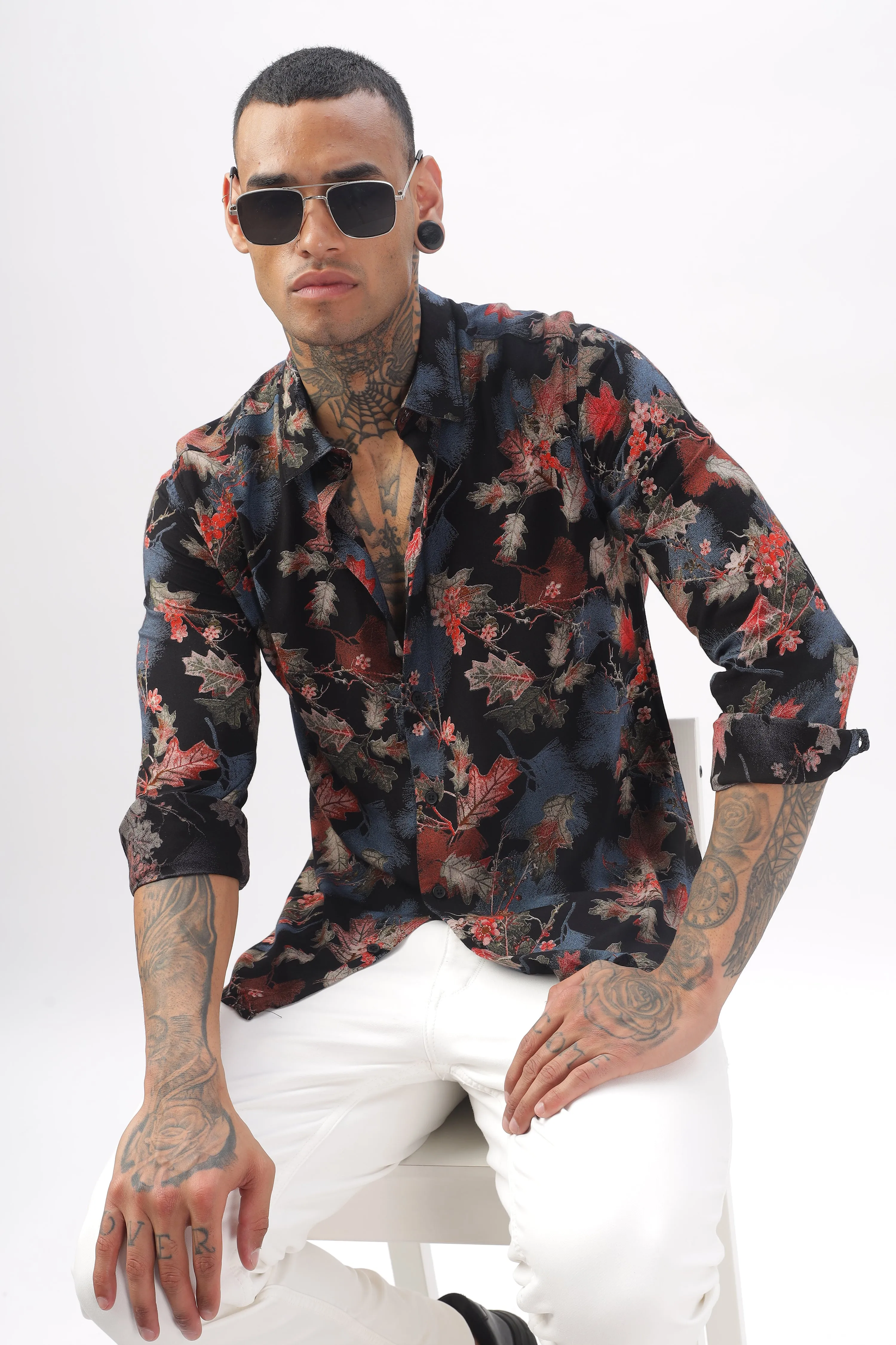 Midnight Floral Viscose Shirt