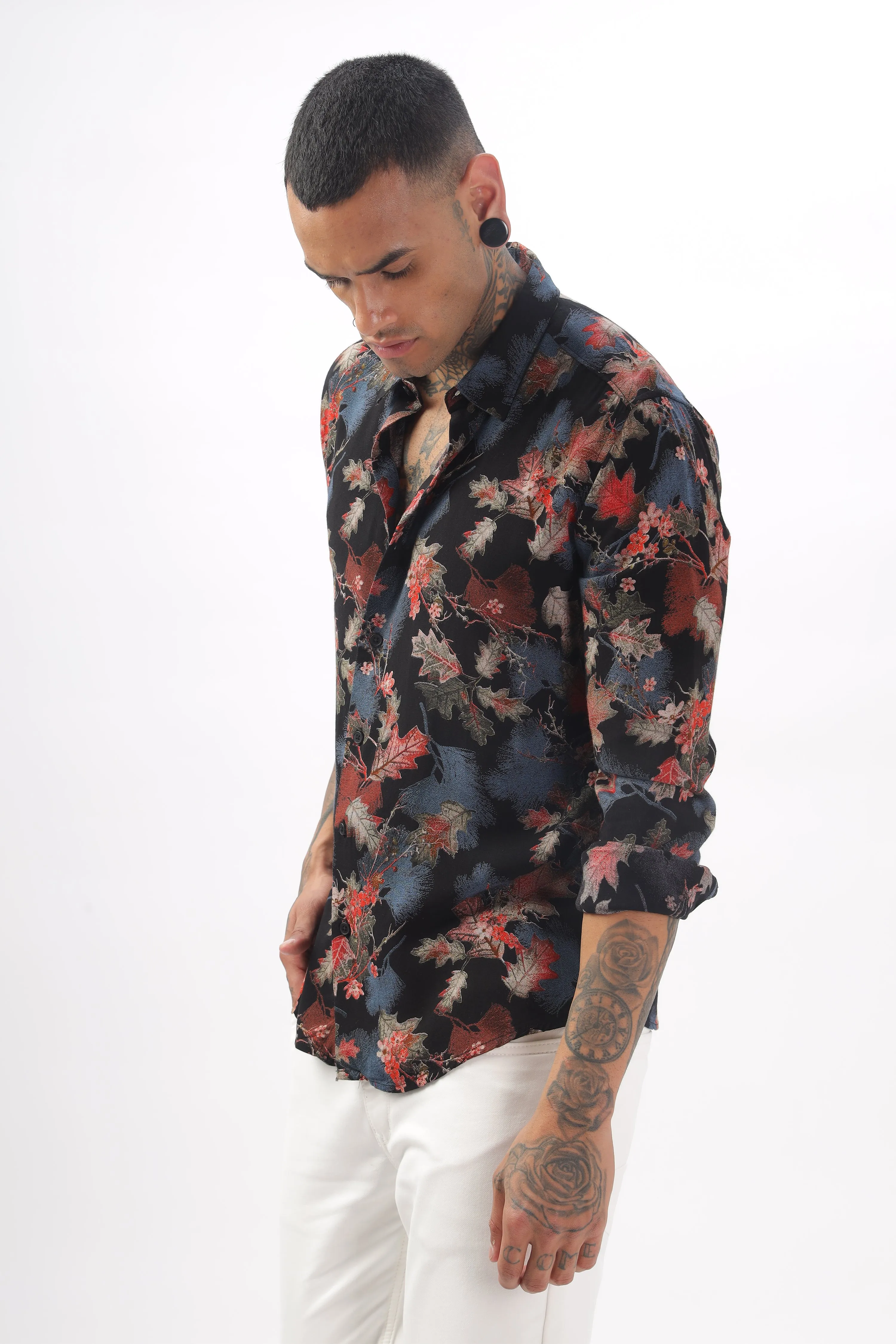 Midnight Floral Viscose Shirt