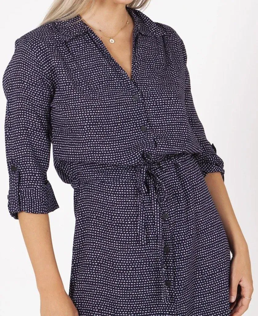 Mila Shirt Dress | Navy Dot