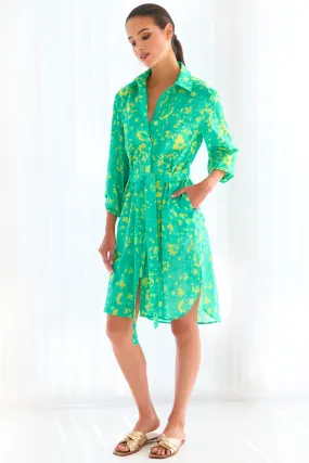 Natalie Shirt Dress Green Citrus Meadow Print