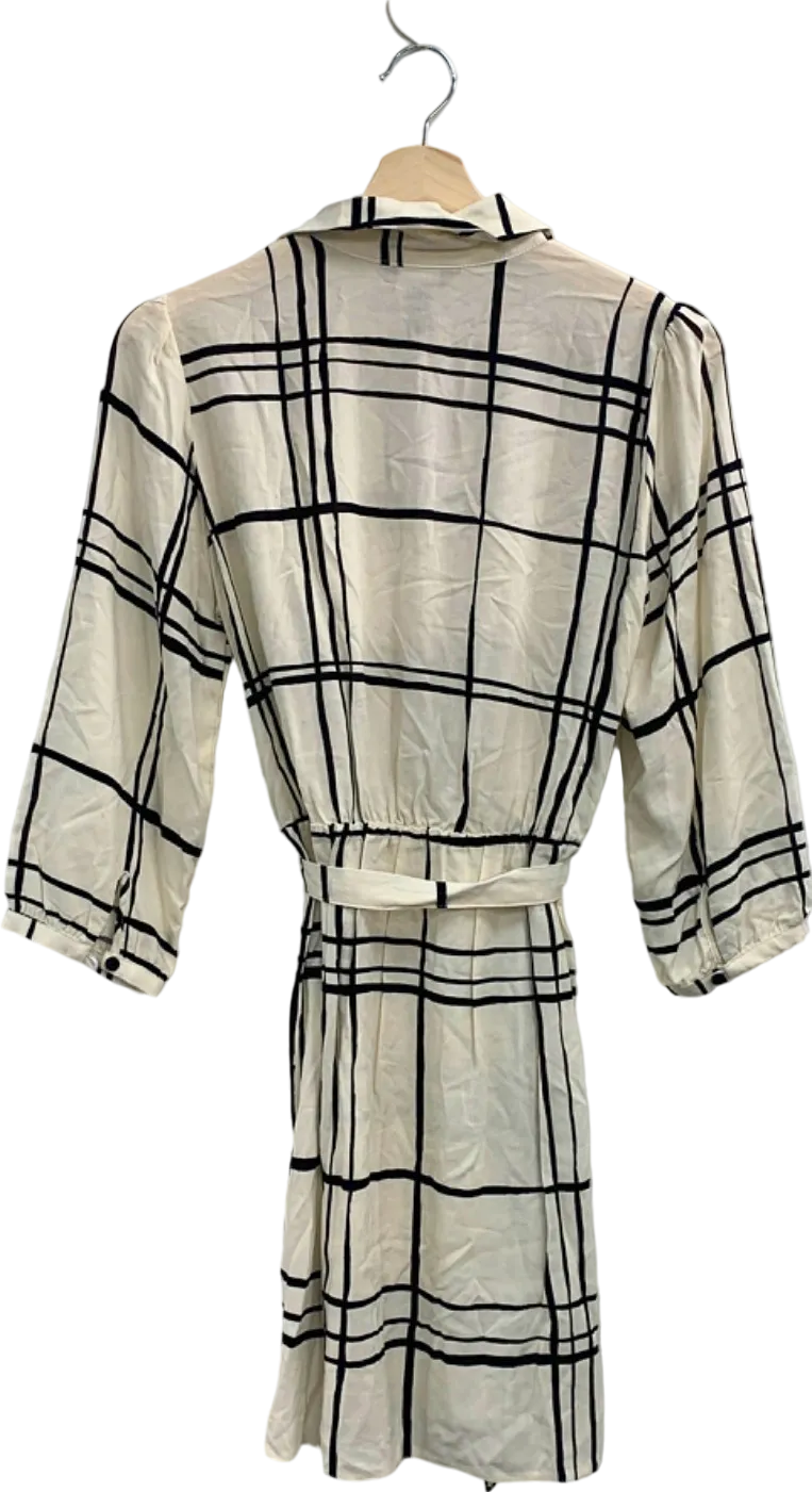 New Look Cream Check Shirt Dress UK 12