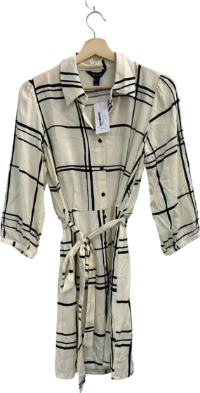 New Look Cream Check Shirt Dress UK 12