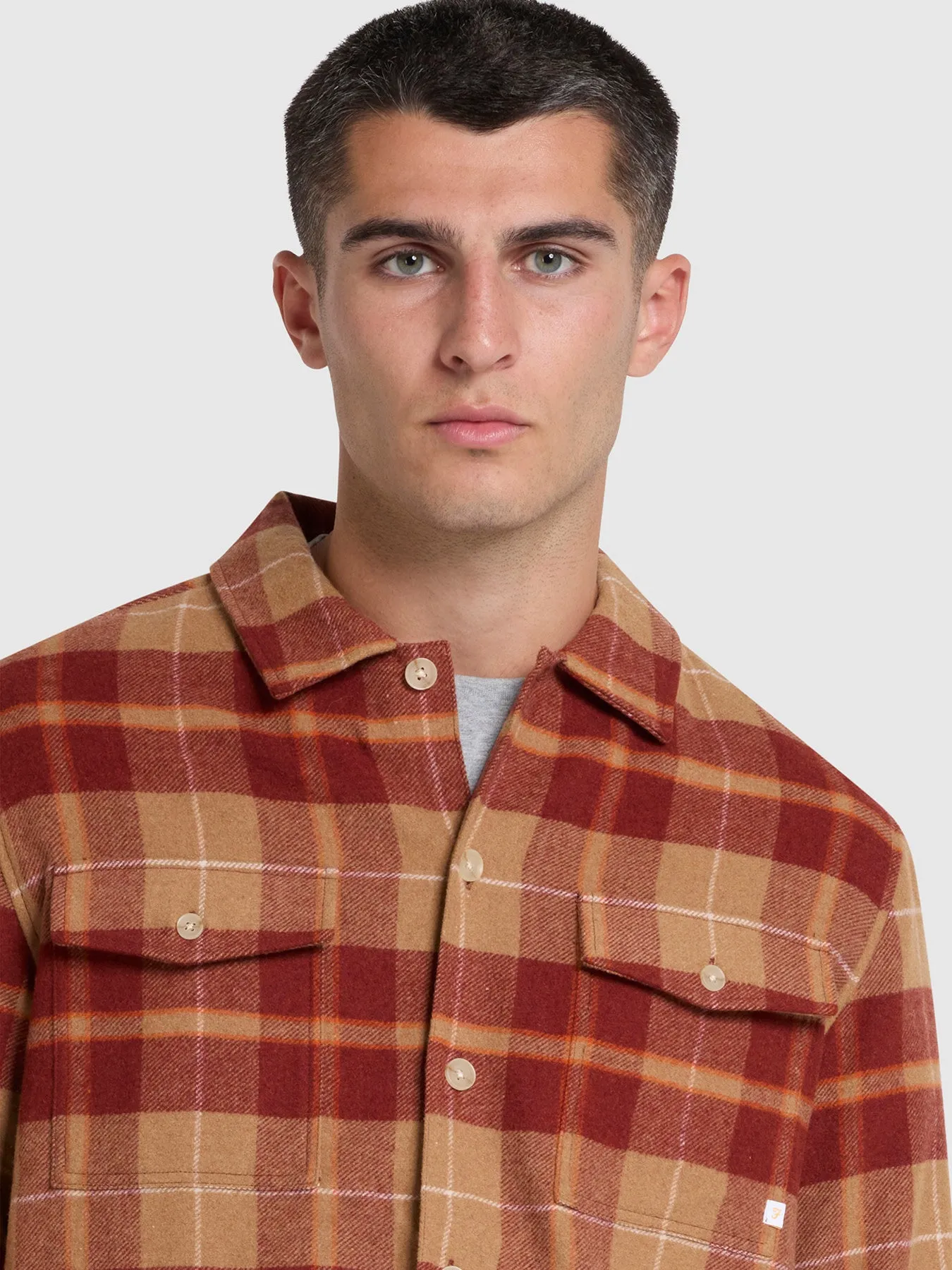 O'Brien Realxed Fit Long Sleeve Shirt In Beige