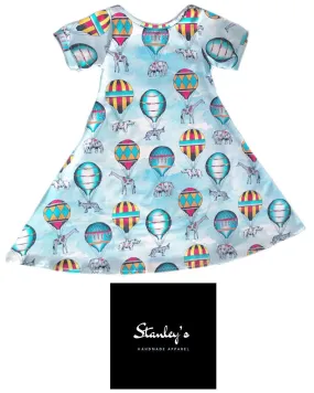 Organic dress in hot air balloon print