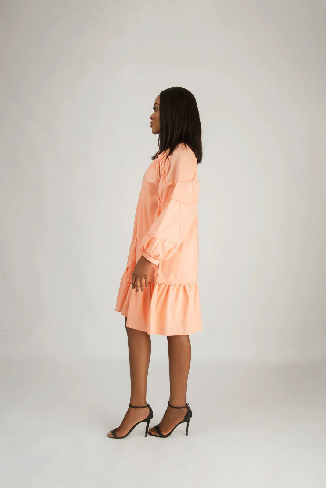 PEACH SHIRT DRESS