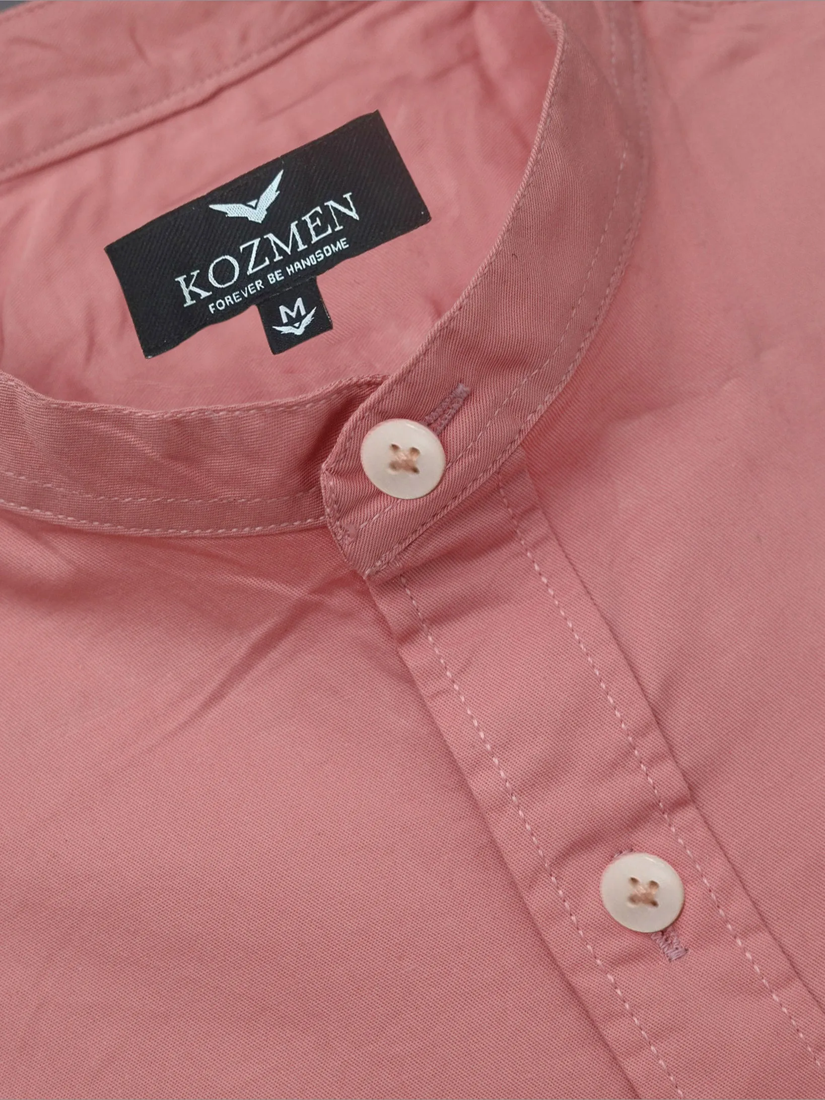 Pink Orange Premium Super Soft Solid Cotton Mandarin Collar Shirt