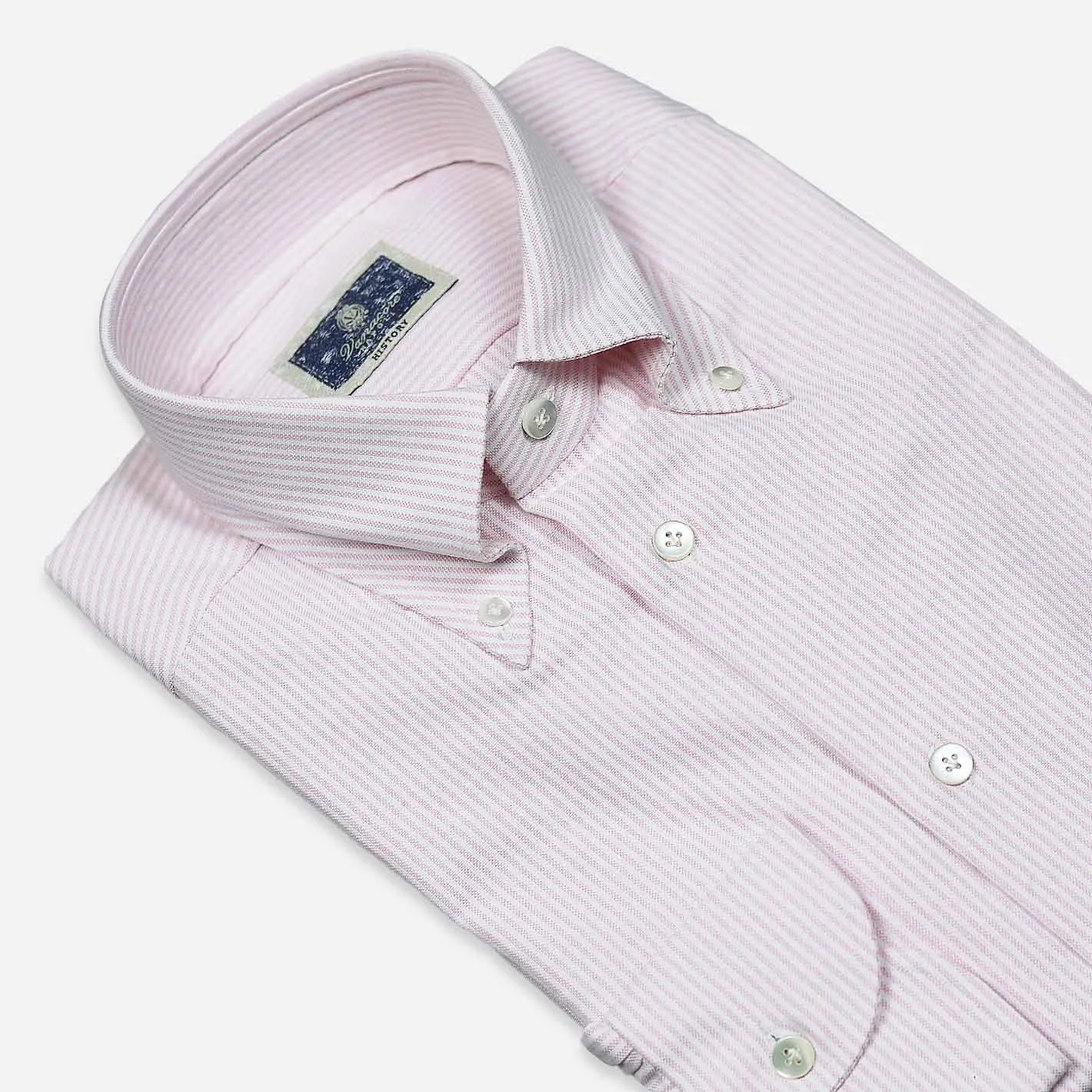 Pink White Striped Oxford Button Down Shirt