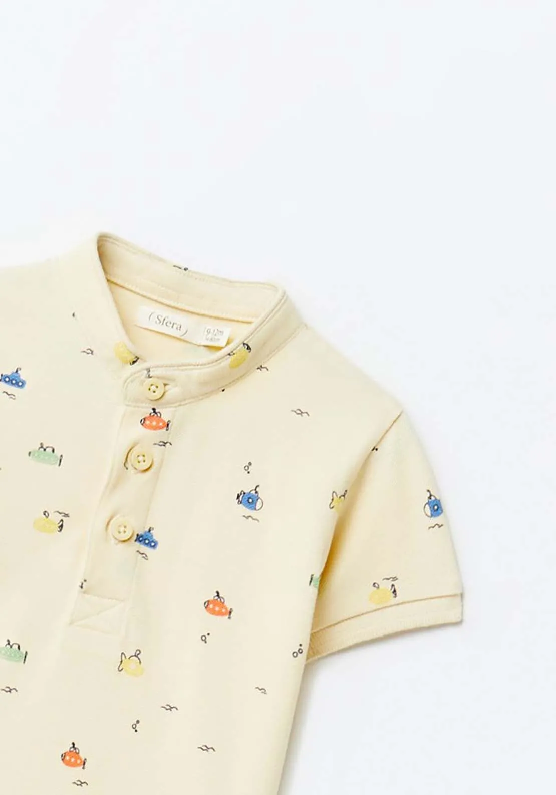 Printed Grandfather Shirt - Yellow