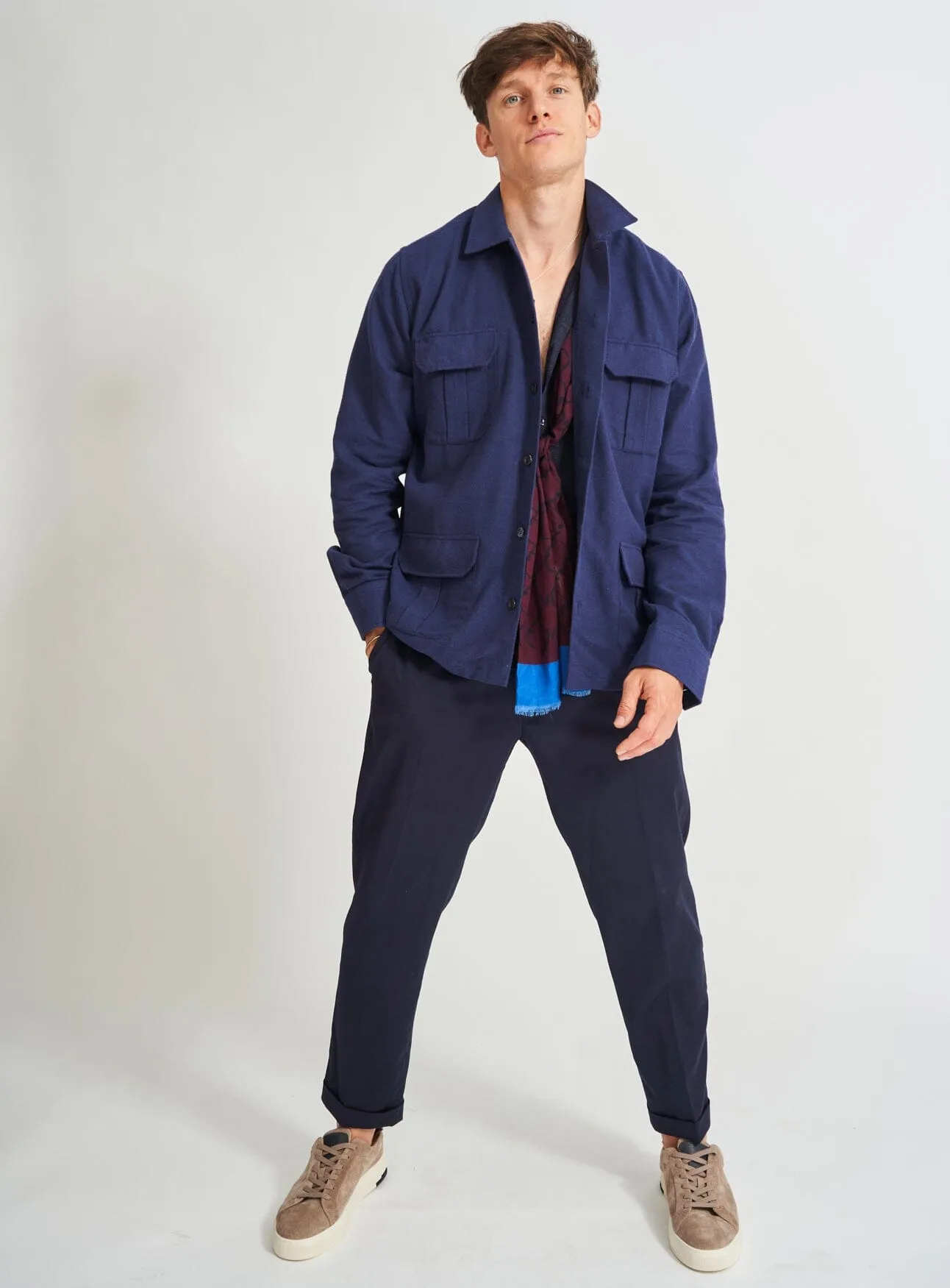 Recycled Italian Navy Flannel Overshirt