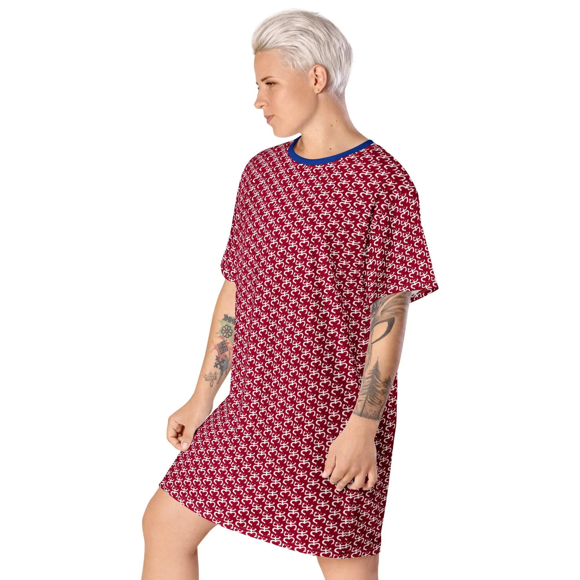 Red T-shirt Dress With Puerto Rico Coqui Frog Symbol