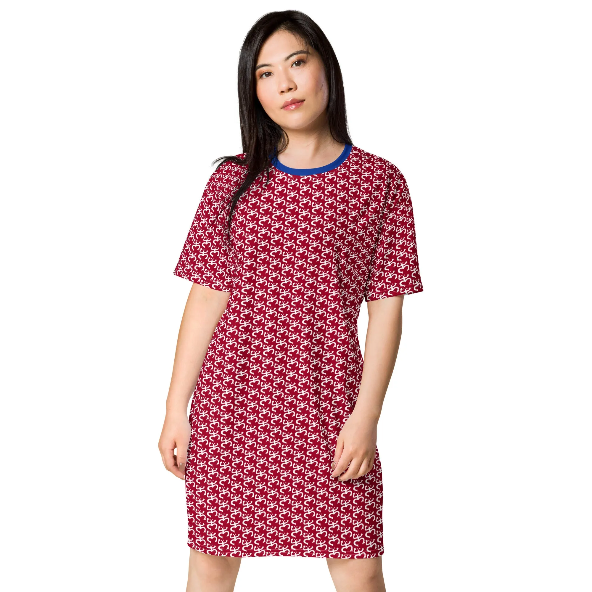 Red T-shirt Dress With Puerto Rico Coqui Frog Symbol