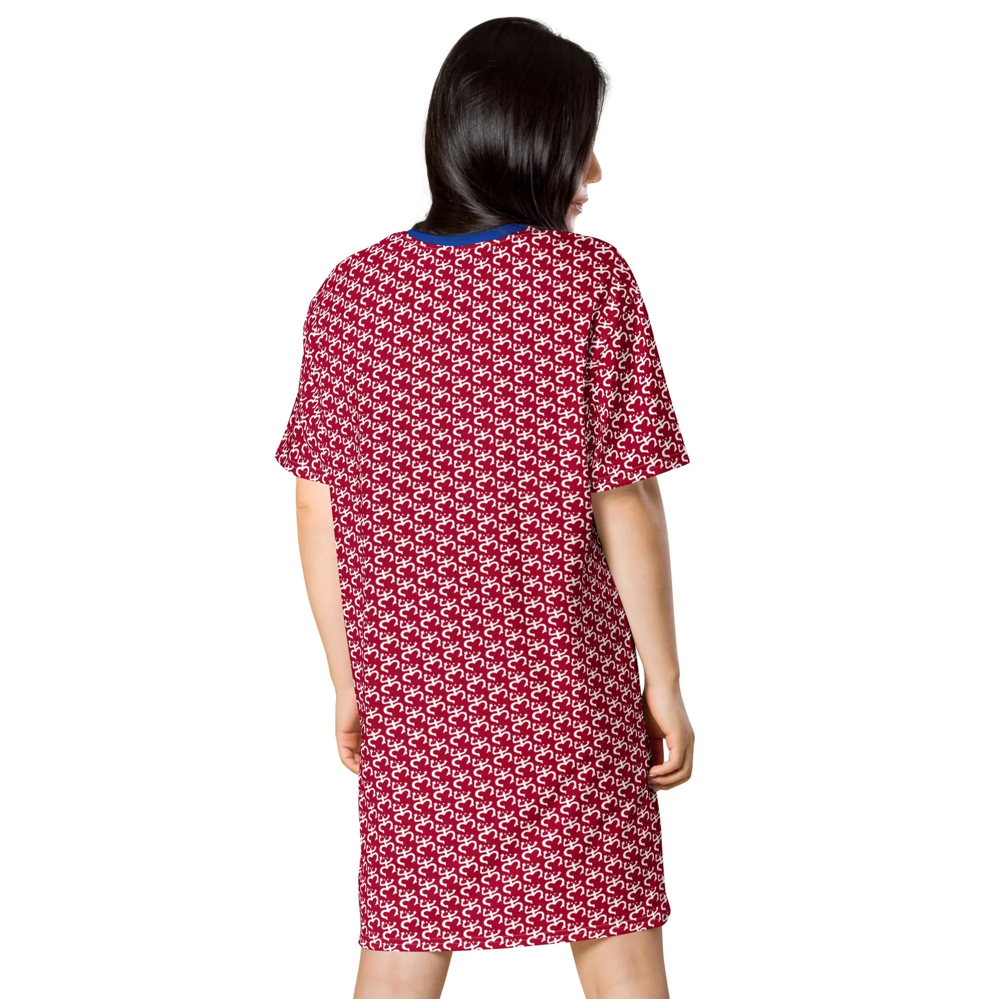 Red T-shirt Dress With Puerto Rico Coqui Frog Symbol