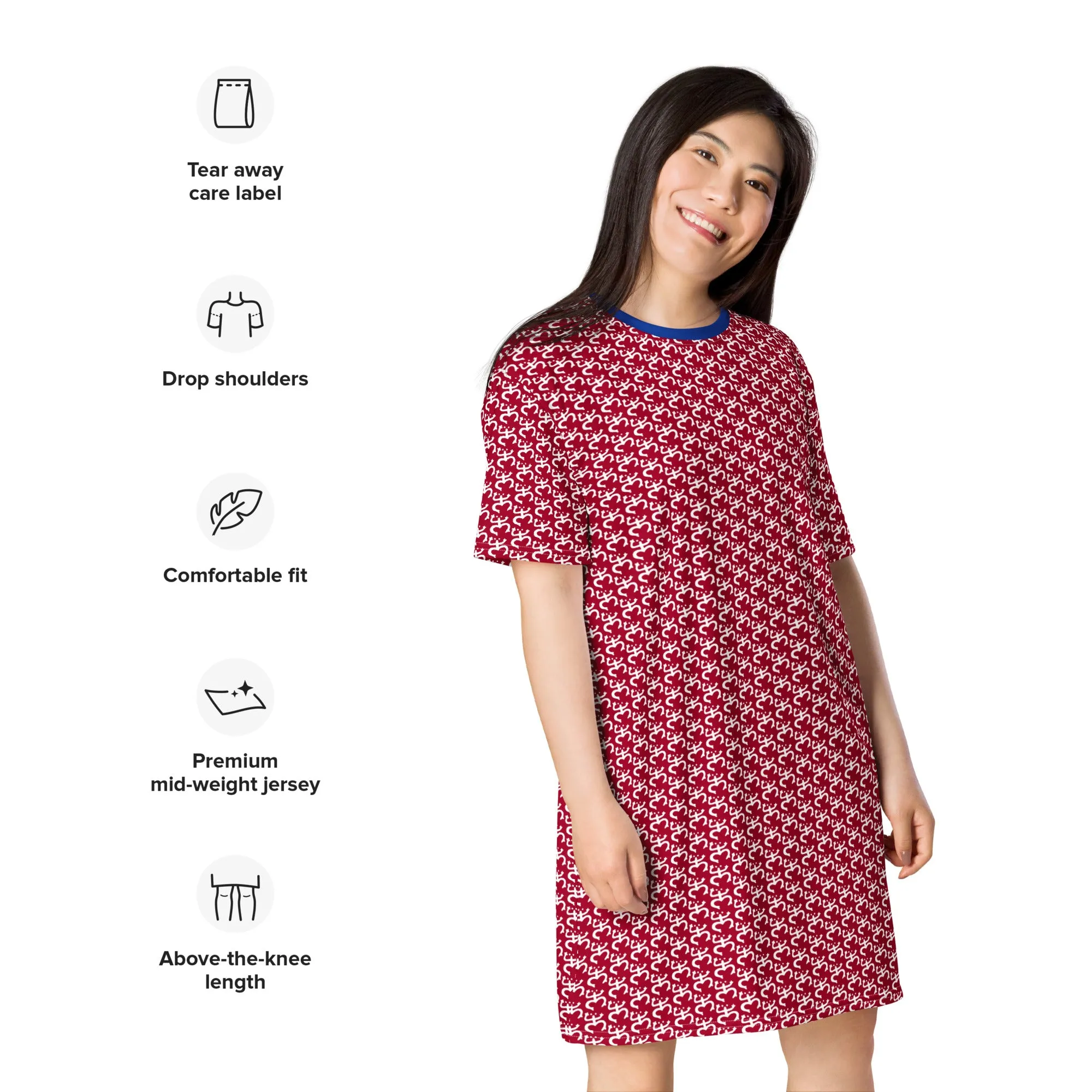 Red T-shirt Dress With Puerto Rico Coqui Frog Symbol