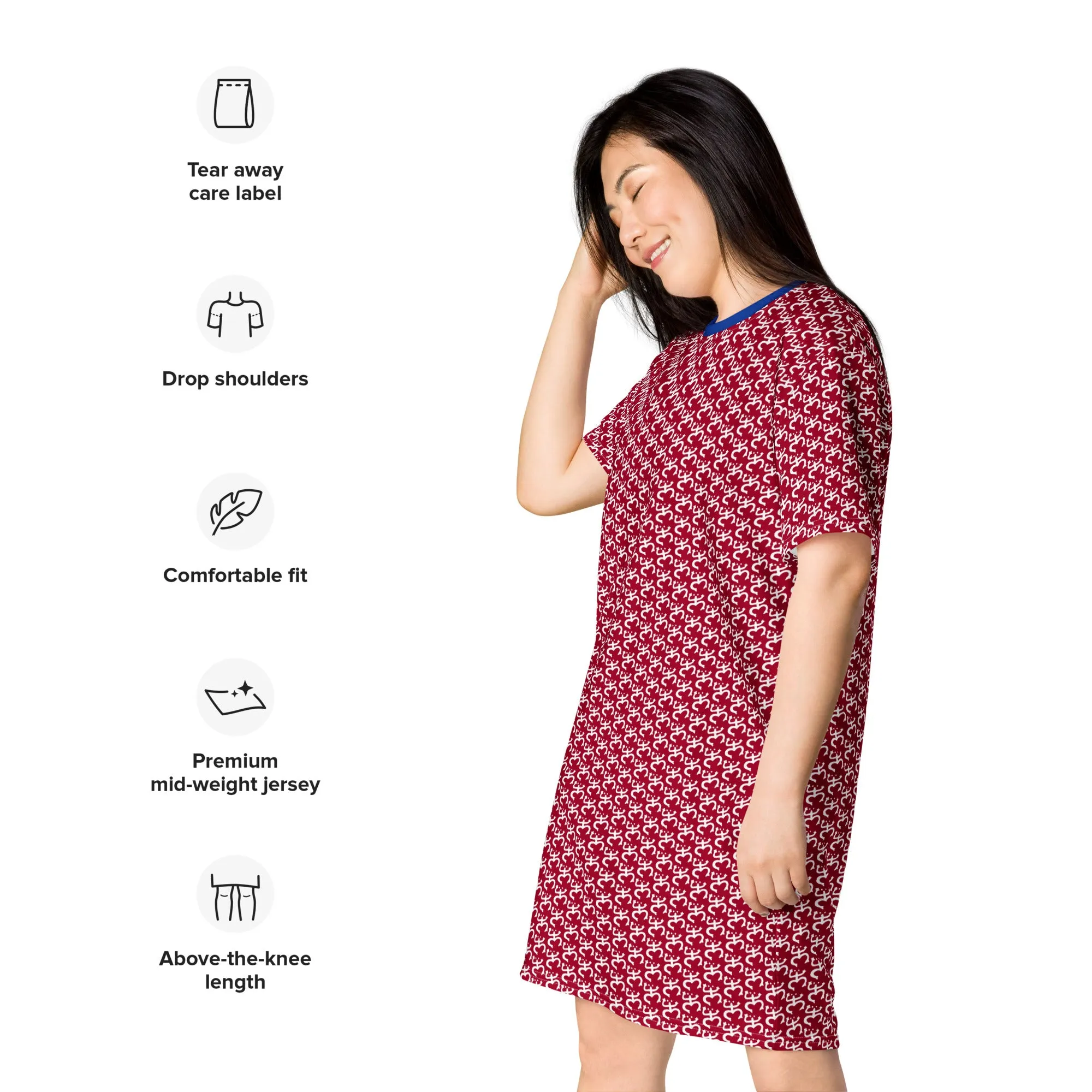 Red T-shirt Dress With Puerto Rico Coqui Frog Symbol